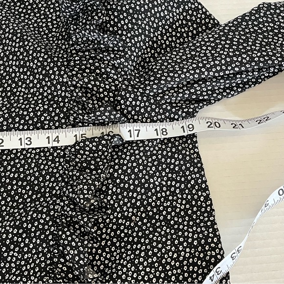 H & M Long Sleeve Blue White Floral Ruffle Prairie Peasant Cottagecore Blouse 12 - Picture 9 of 14